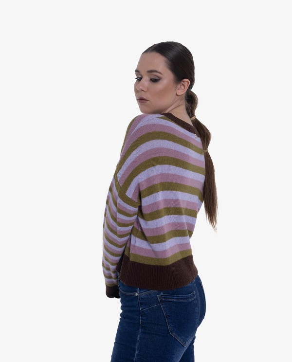 Cuplé JERSEY DE PUNTO MULTICOLOR CON RAYAS Y CORTE RELAJADO Liquidación