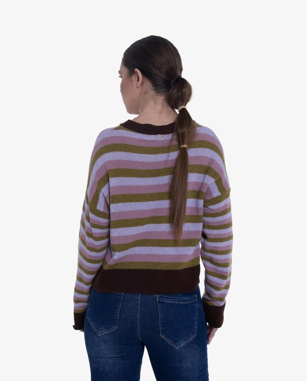 Cuplé JERSEY DE PUNTO MULTICOLOR CON RAYAS Y CORTE RELAJADO Liquidación