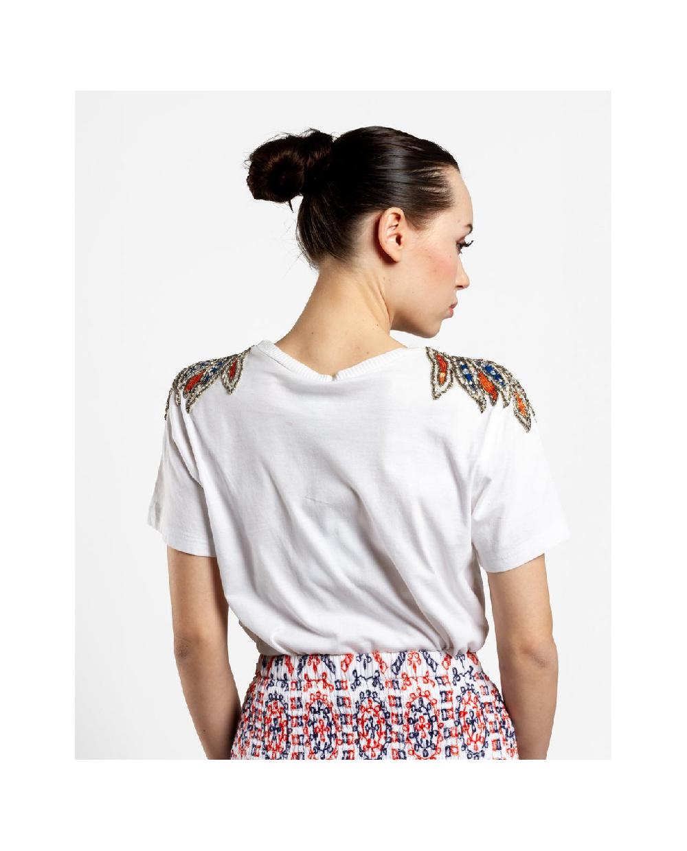 Cuplé CAMISETA HOMBROS BORDADOS PUNTO BLANCO Ofertas especiales