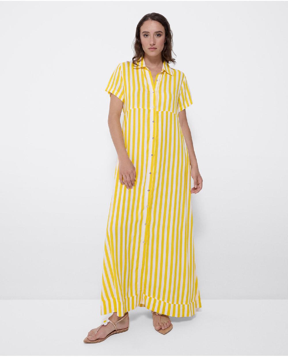 Cuplé VESTIDO CAMISERO LARGO VISCOSA AMARILLO