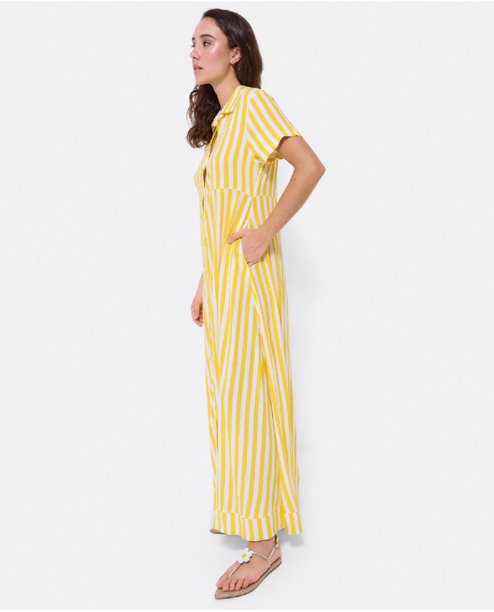 Cuplé VESTIDO CAMISERO LARGO VISCOSA AMARILLO Grandes ahorros