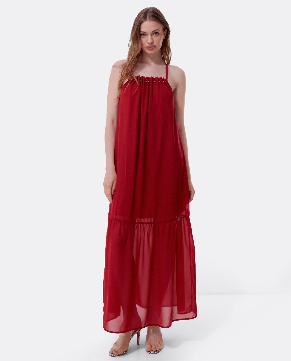 Cuplé VESTIDO LARGO BOLAS GASA ROJO