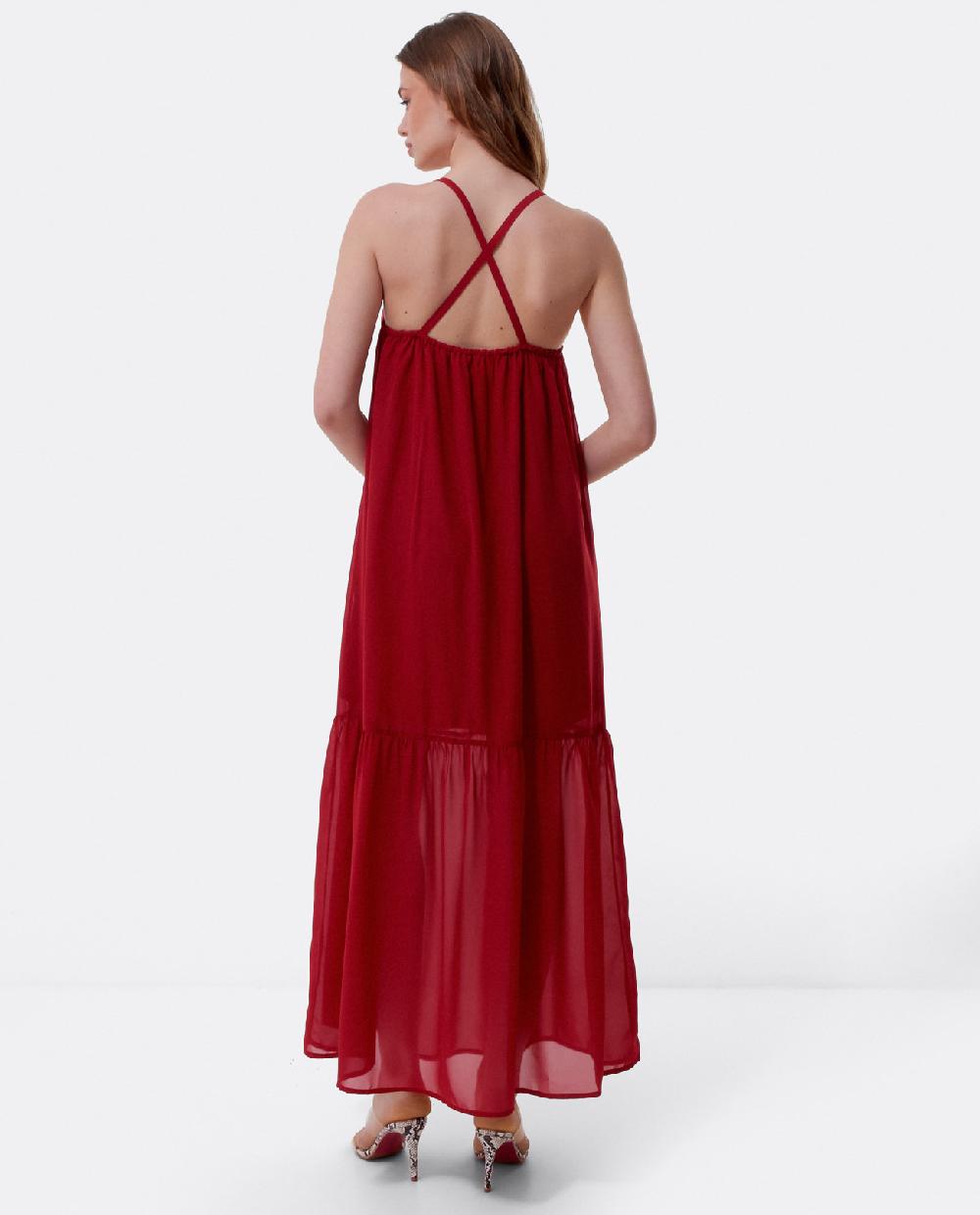 Cuplé VESTIDO LARGO BOLAS GASA ROJO Rebajas de fin de temporada