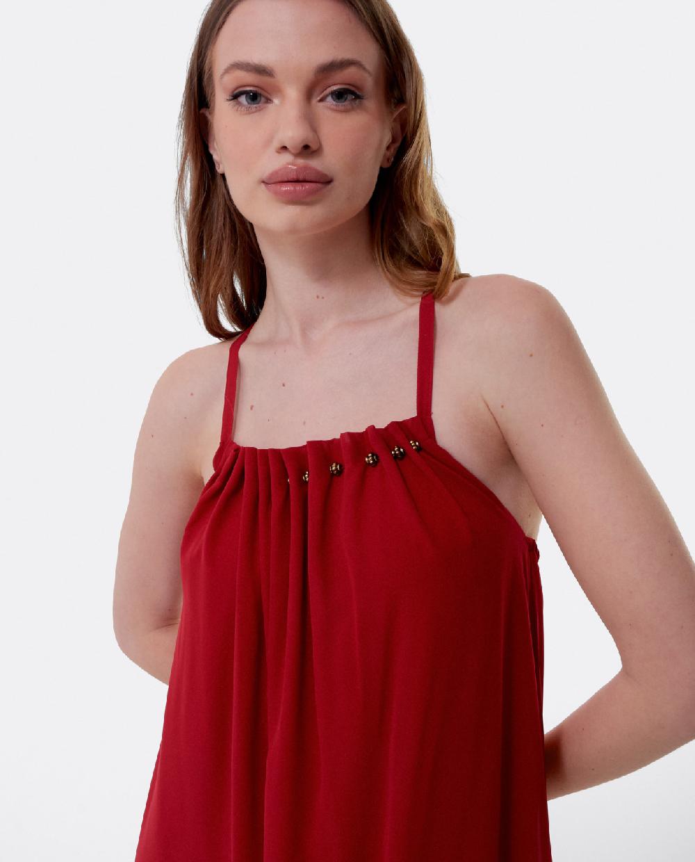 Cuplé VESTIDO LARGO BOLAS GASA ROJO Rebajas de fin de temporada