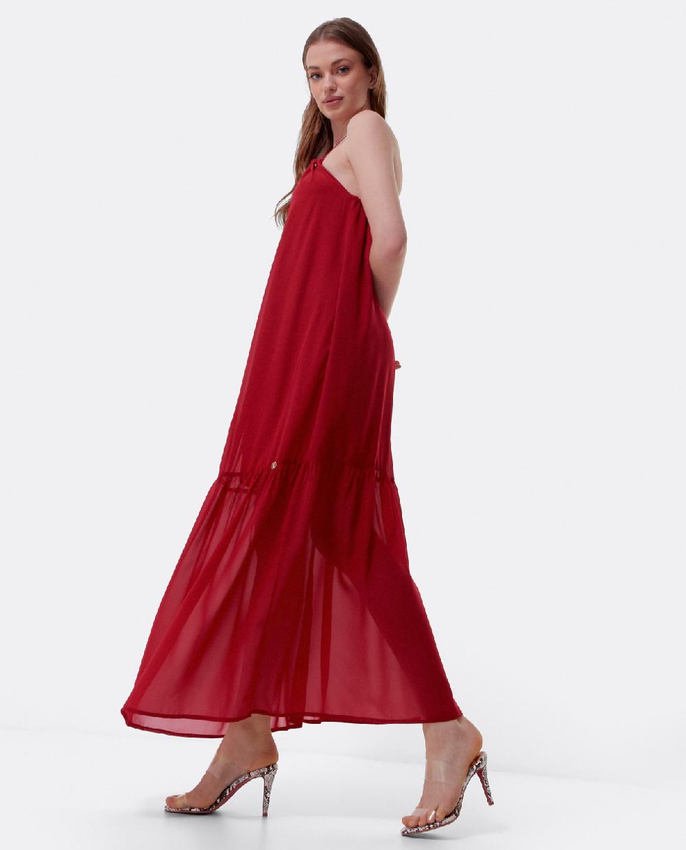 Cuplé VESTIDO LARGO BOLAS GASA ROJO Rebajas de fin de temporada