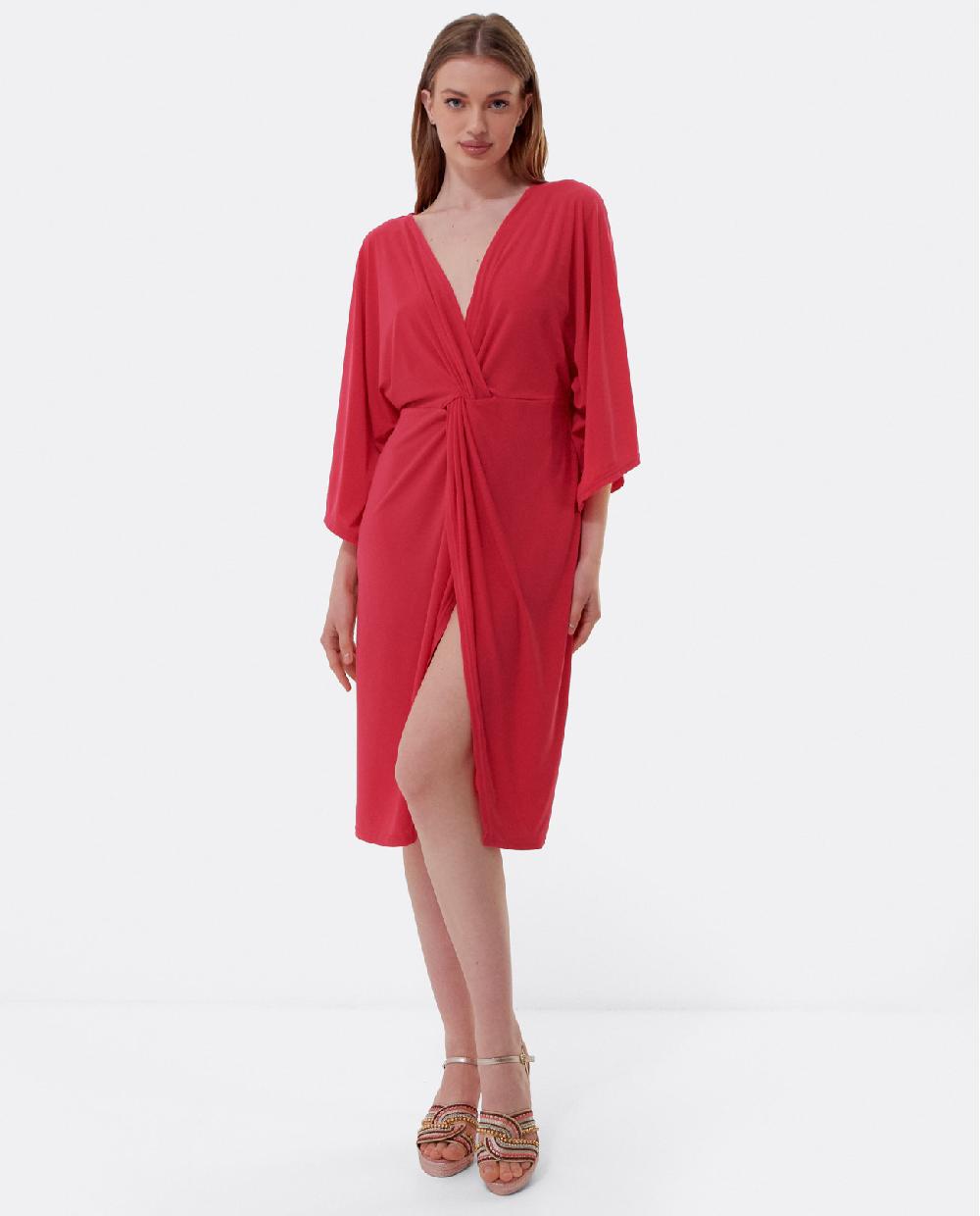 Cuplé VESTIDO MAXI MANGAS PUNTO FUCSIA En línea
