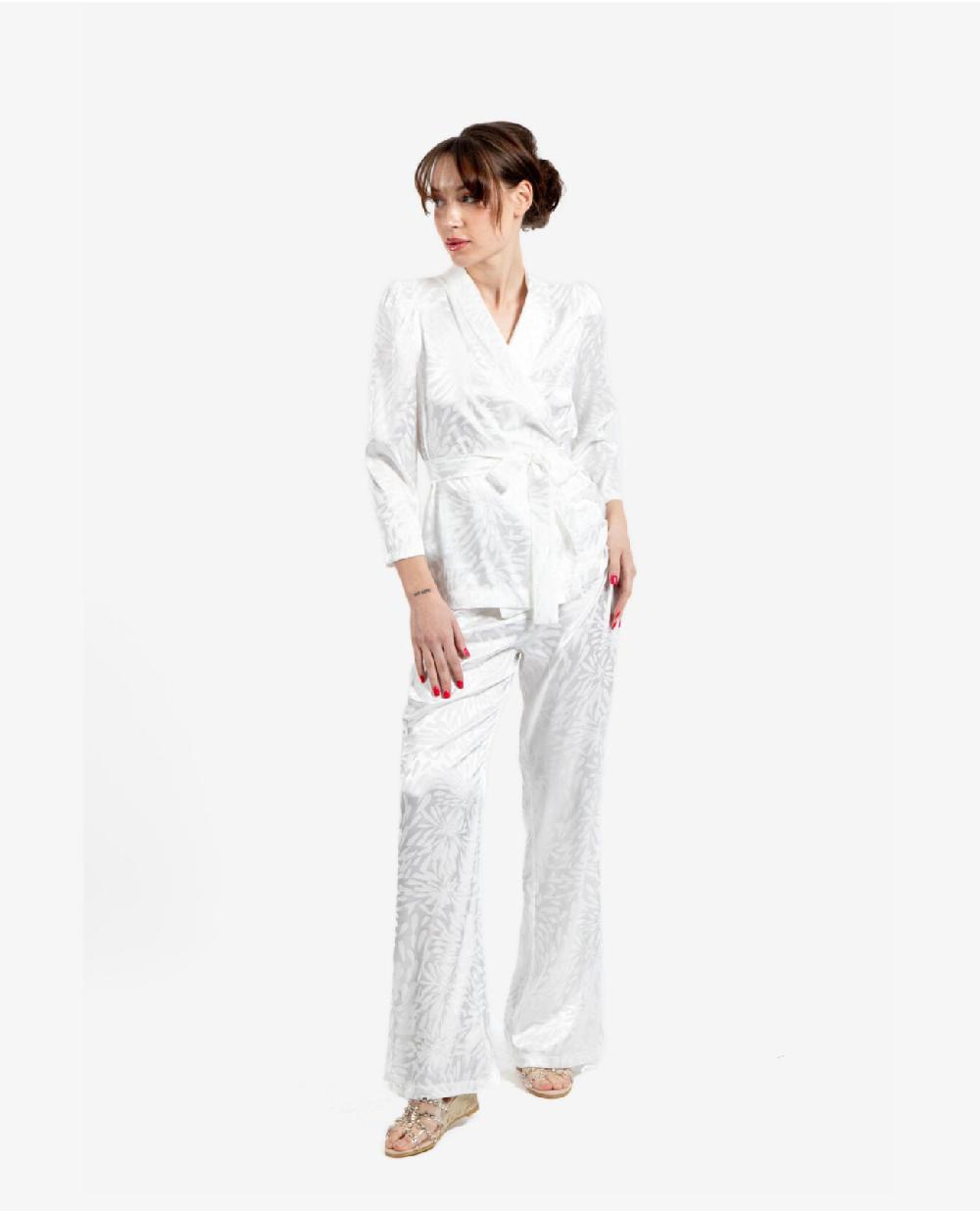 Cuplé PANTALON RECTO JACQUARD BLANCO Outlet