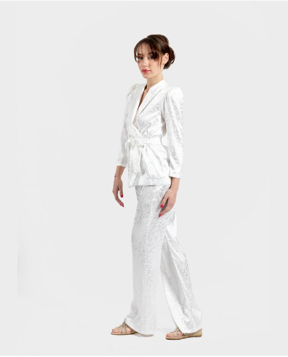 Cuplé PANTALON RECTO JACQUARD BLANCO Outlet