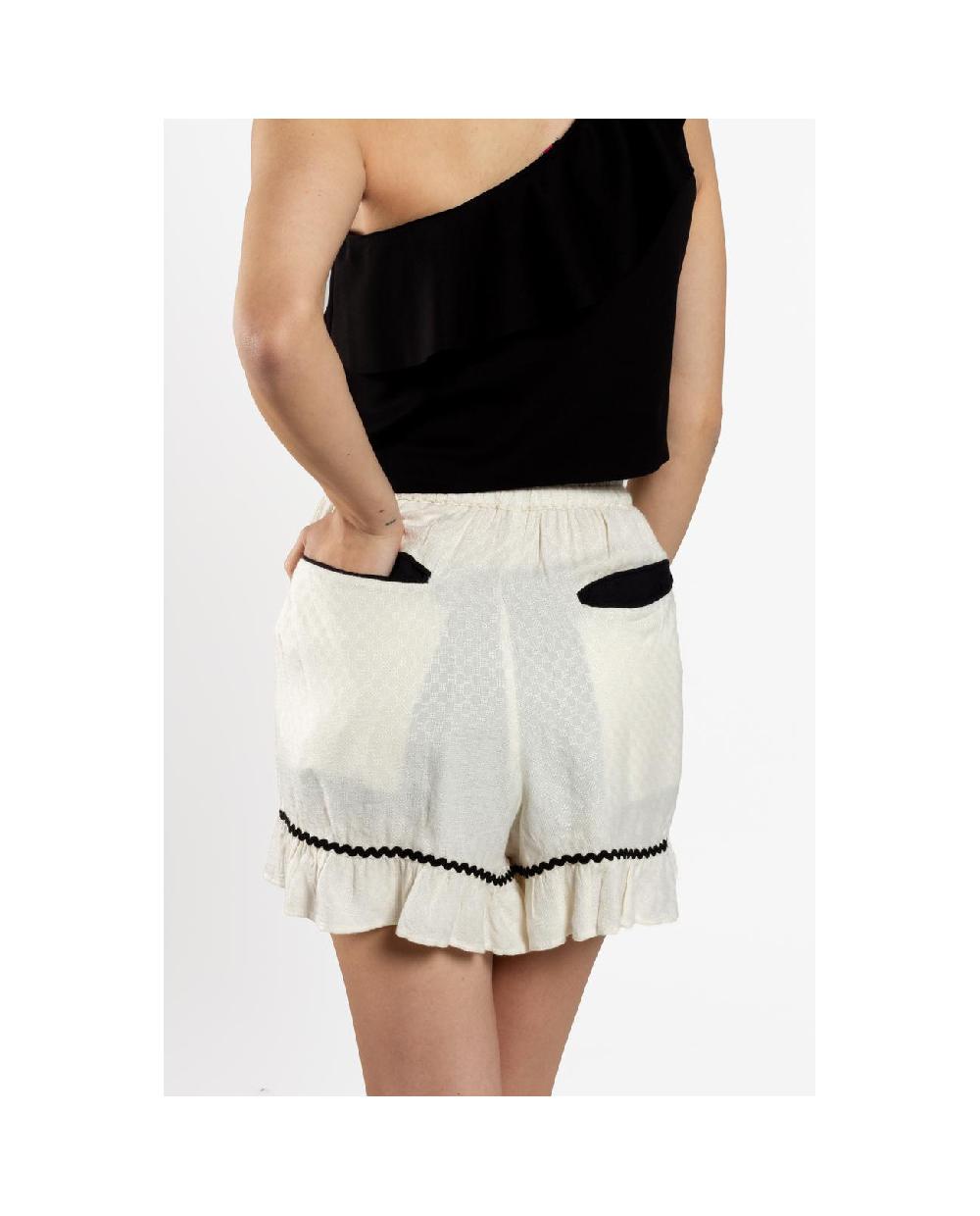 Cuplé PANTALON CORTO VOLANTE JACQUARD BLANCO Venta caliente