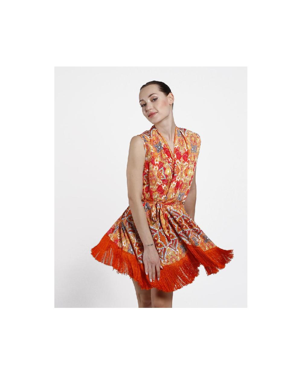 Cuplé VESTIDO KIMONO SATEN ESTAMPADO CACHEMIRAS En oferta
