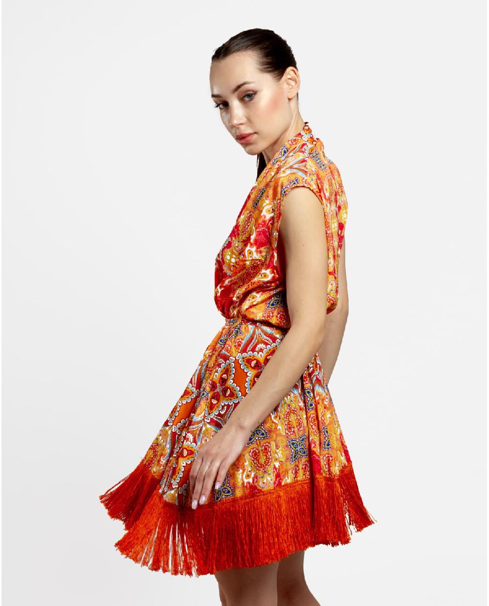Cuplé VESTIDO KIMONO SATEN ESTAMPADO CACHEMIRAS En oferta