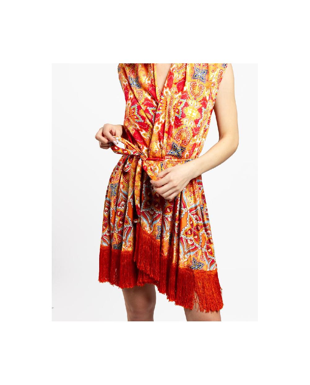 Cuplé VESTIDO KIMONO SATEN ESTAMPADO CACHEMIRAS En oferta
