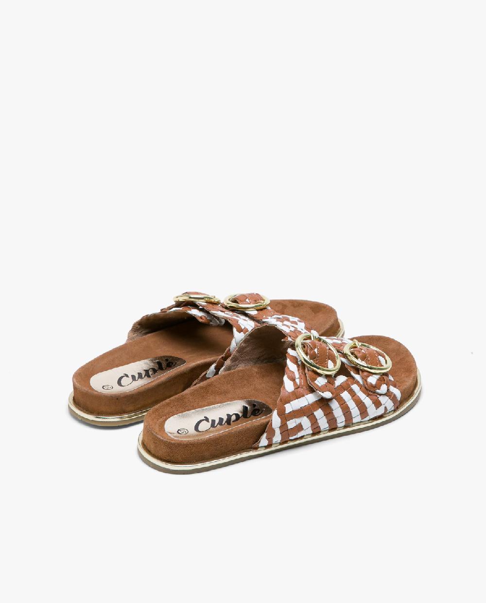 Cuplé SANDALIA BIO HEBILLAS PIEL TRENZADA MARRON Gran oferta