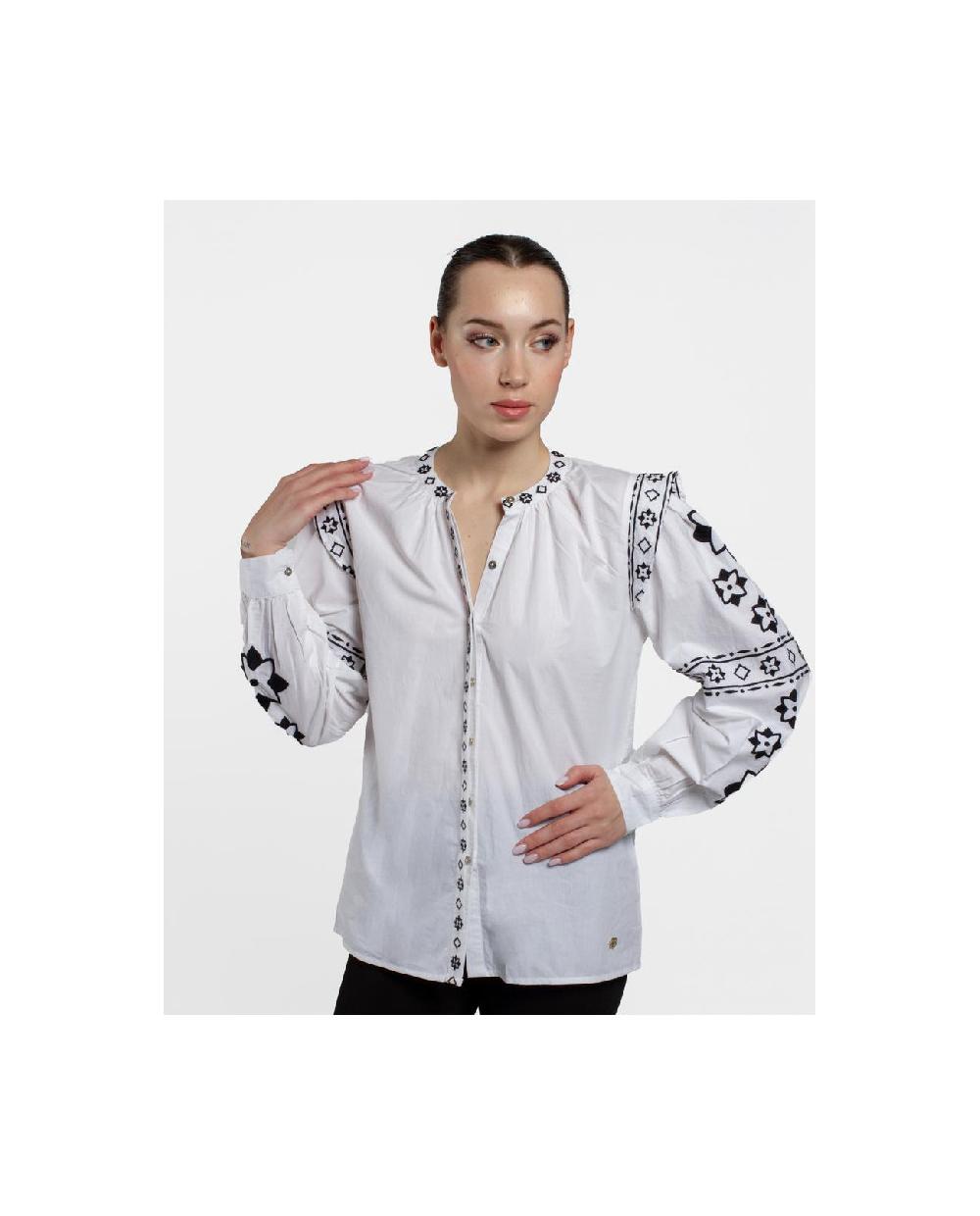 Cuplé CAMISA MANGAS BORDADAS ALGODON BLANCO