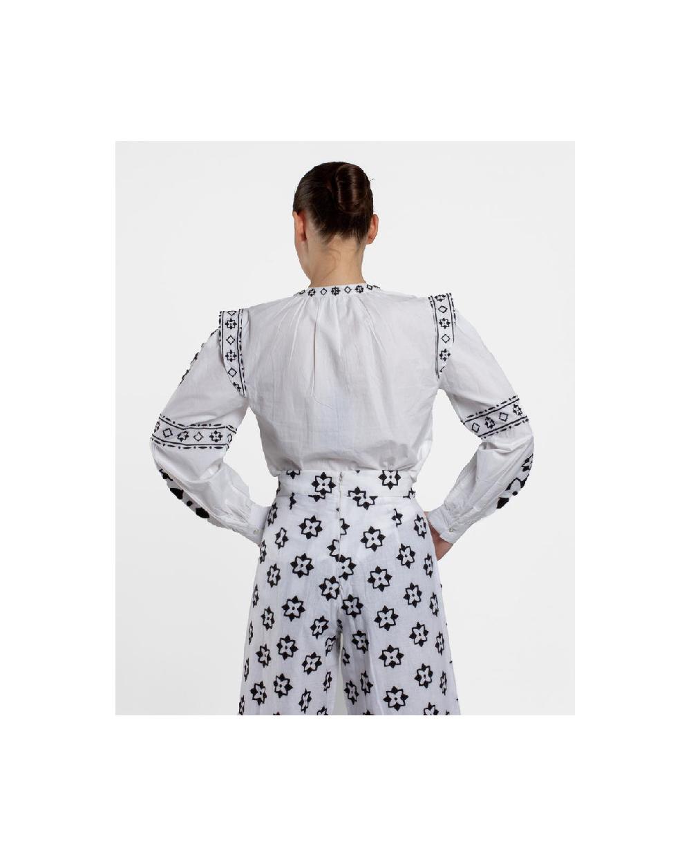 Cuplé CAMISA MANGAS BORDADAS ALGODON BLANCO Rebajas baratas