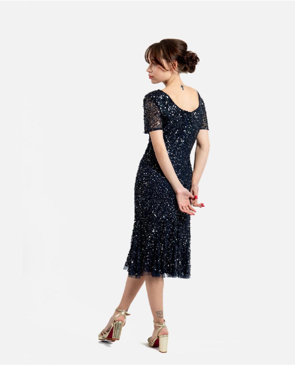 Cuplé VESTIDO MIDI VOLANTE LENTEJUELAS MARINO Los más vendidos