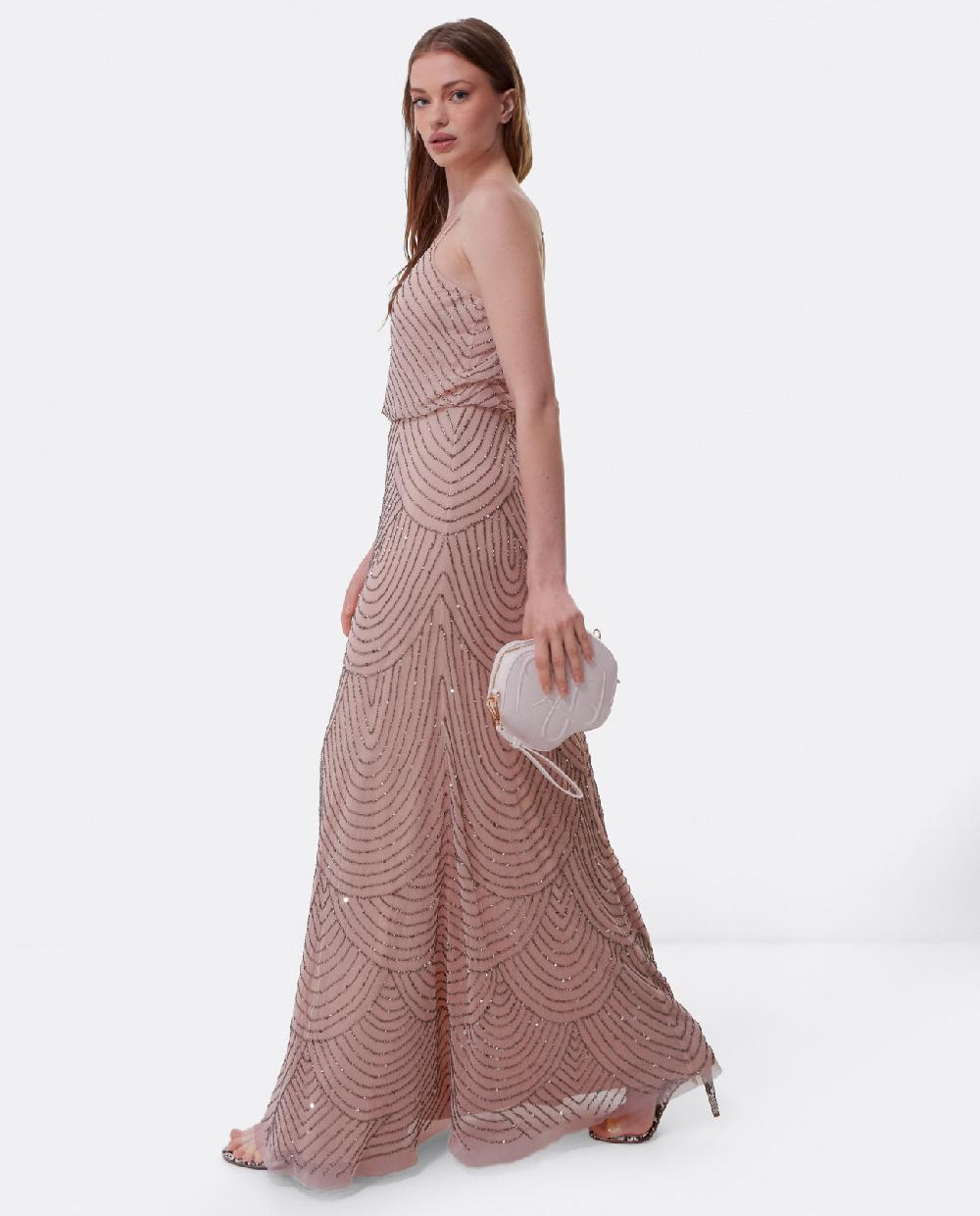 Cuplé VESTIDO LARGO TIRANTES LENTEJUELAS ROSA Ventas relámpago