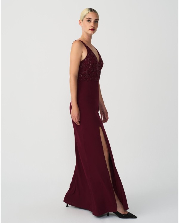 Cuplé MAXIVESTIDO TIRANTES GASA BURDEOS Tienda