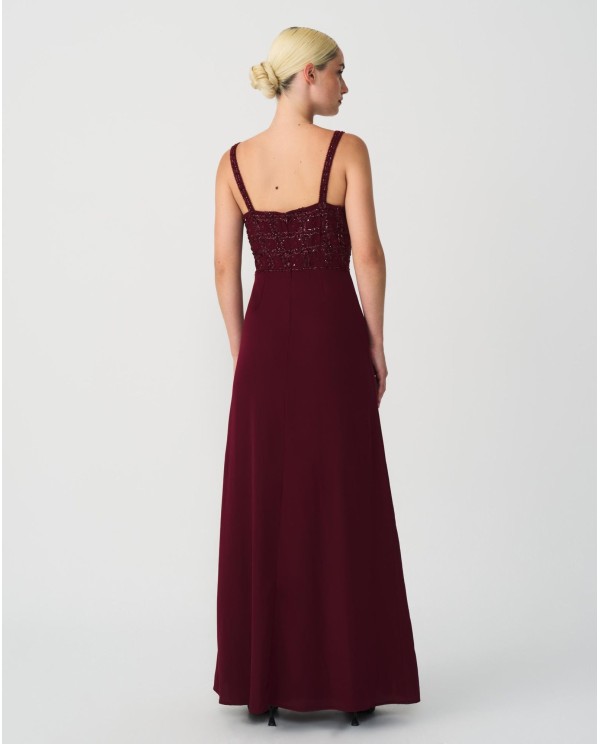 Cuplé MAXIVESTIDO TIRANTES GASA BURDEOS Tienda