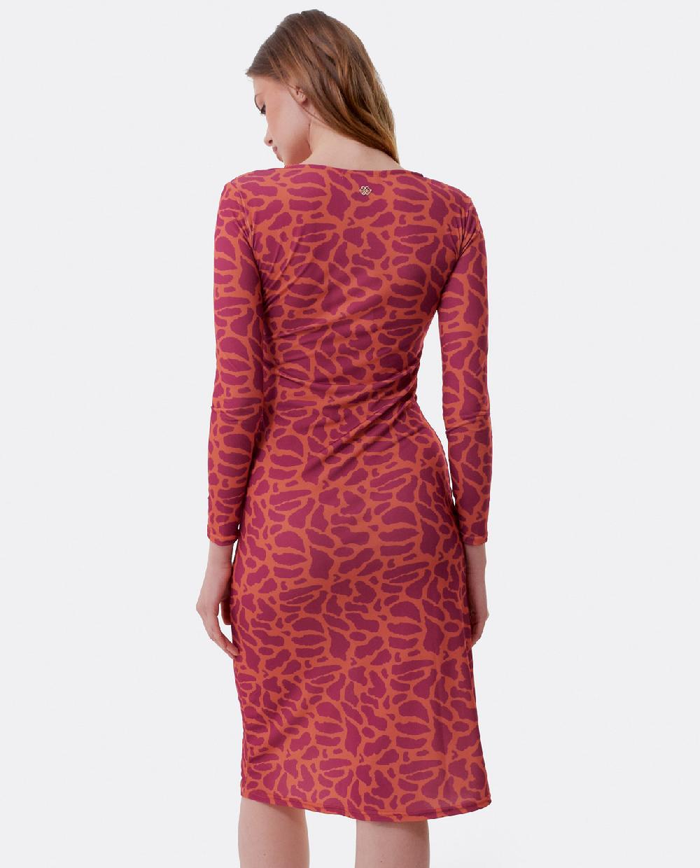 Cuplé VESTIDO MIDI FRUNCIDO PUNTO ESTAMPADO JIRAFA Rebajas online