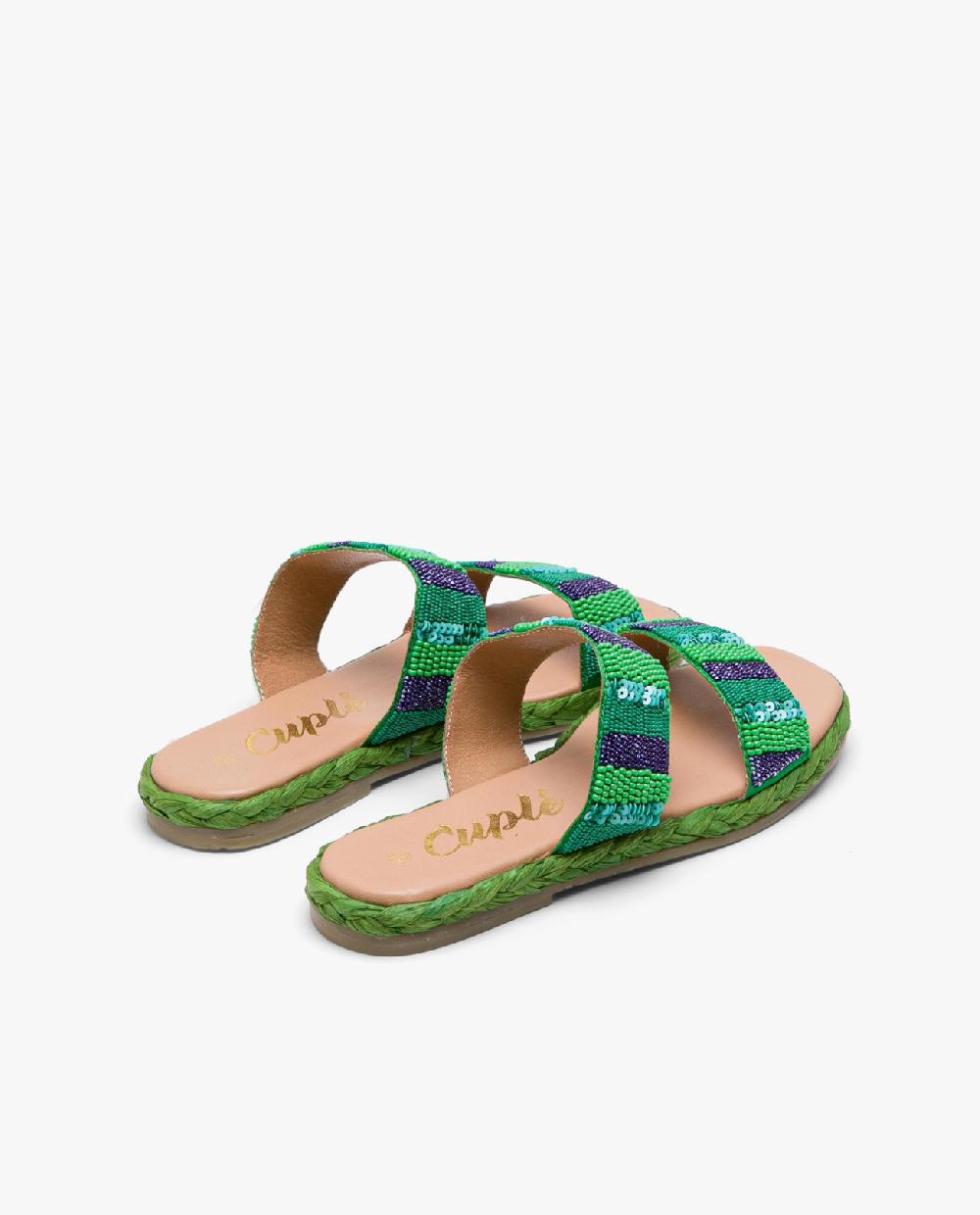 Cuplé SANDALIA DOS TIRAS CUENTAS VERDE Oferta especial