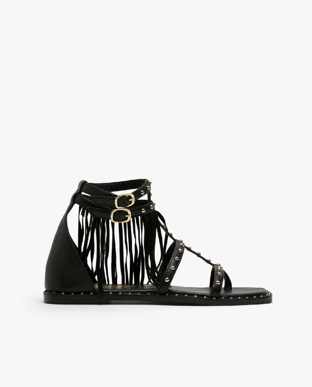 Cuplé SANDALIA FLECOS Y TACHAS NAPA NEGRO