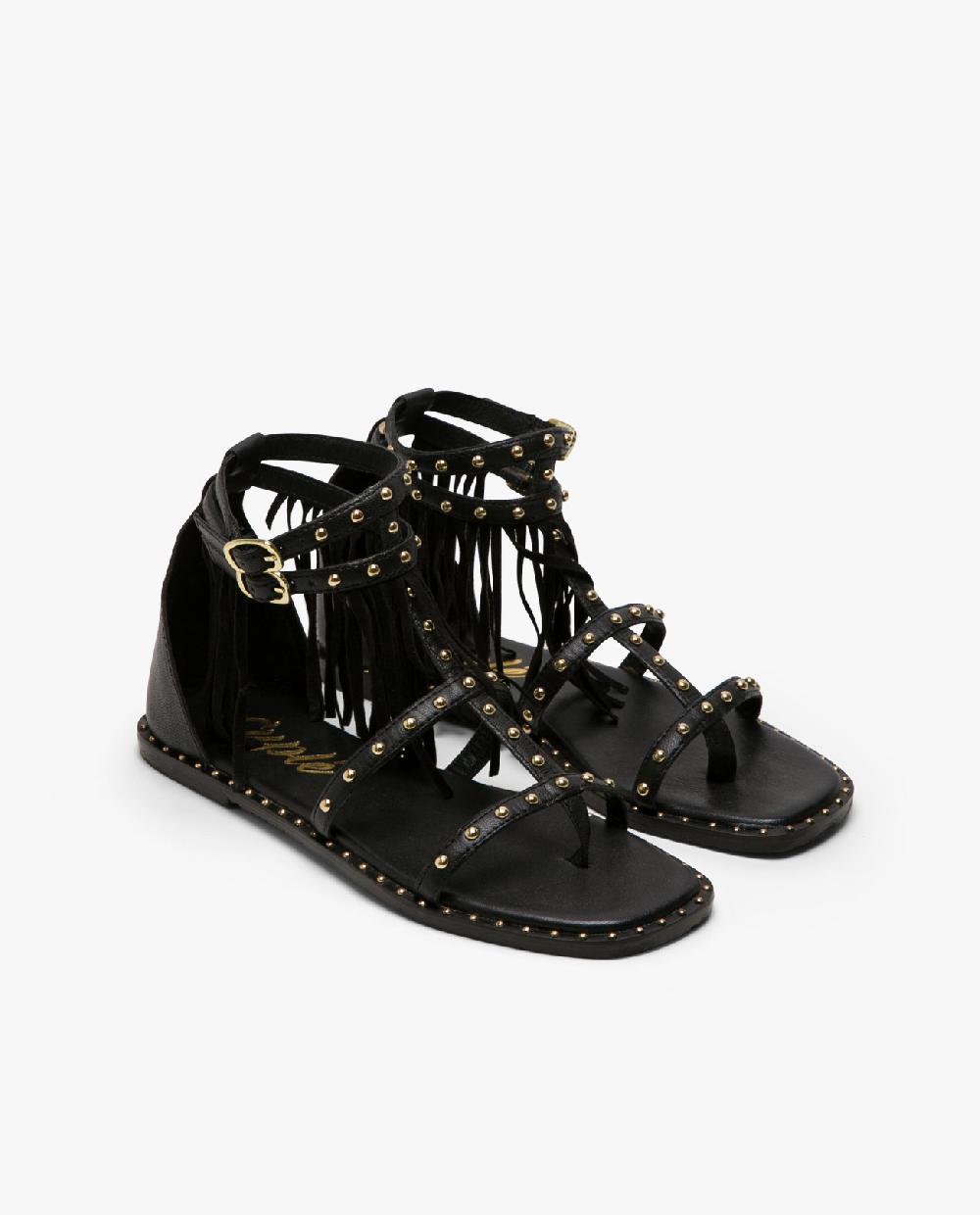 Cuplé SANDALIA FLECOS Y TACHAS NAPA NEGRO Último día