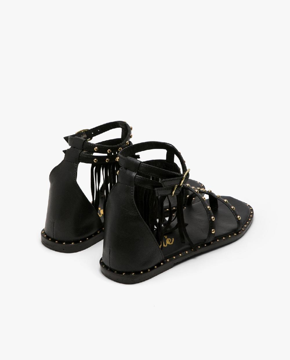 Cuplé SANDALIA FLECOS Y TACHAS NAPA NEGRO Último día