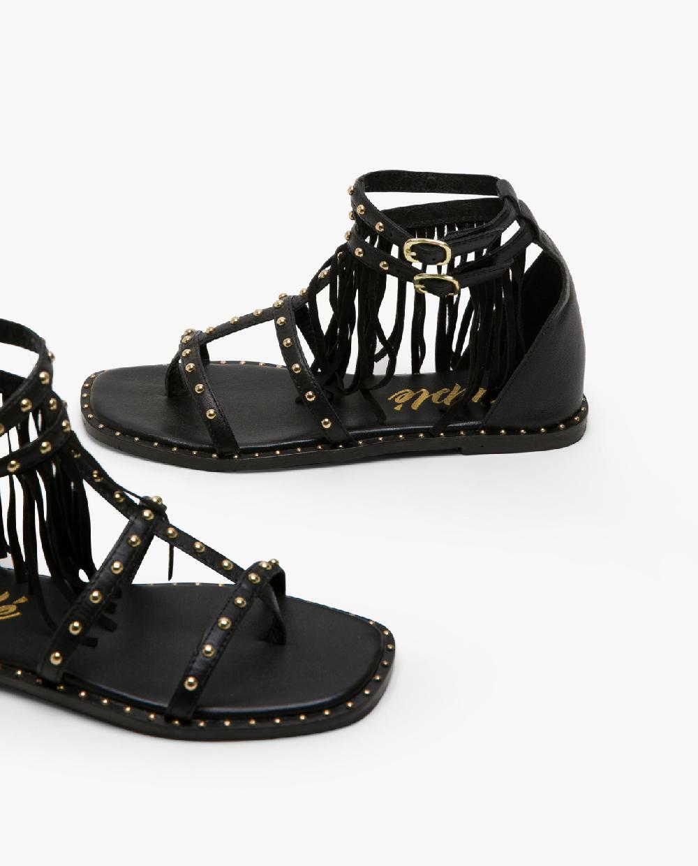 Cuplé SANDALIA FLECOS Y TACHAS NAPA NEGRO Último día