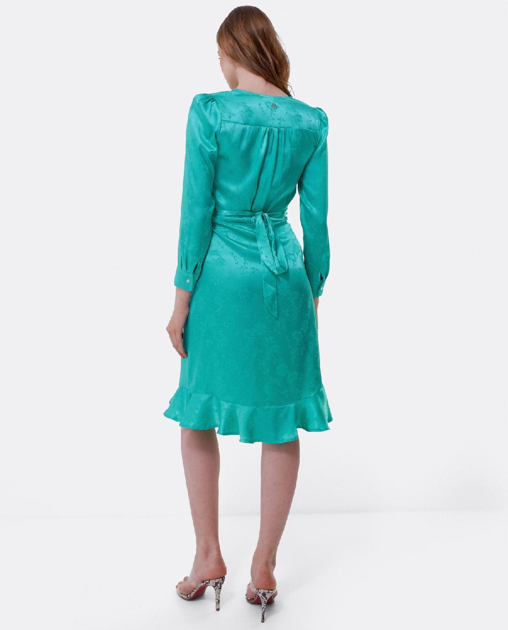 Cuplé VESTIDO CRUZADO VOLANTE JACQUARD AZUL Ahorra y exporta