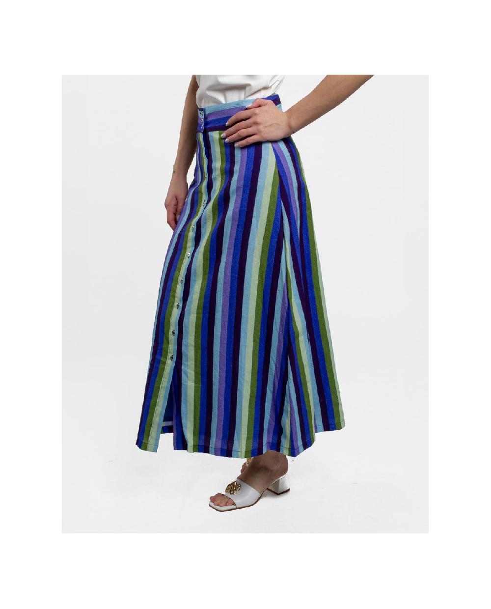 Cuplé MAXI FALDA BOTONES BORD. ALGODON RAYAS AZUL En línea