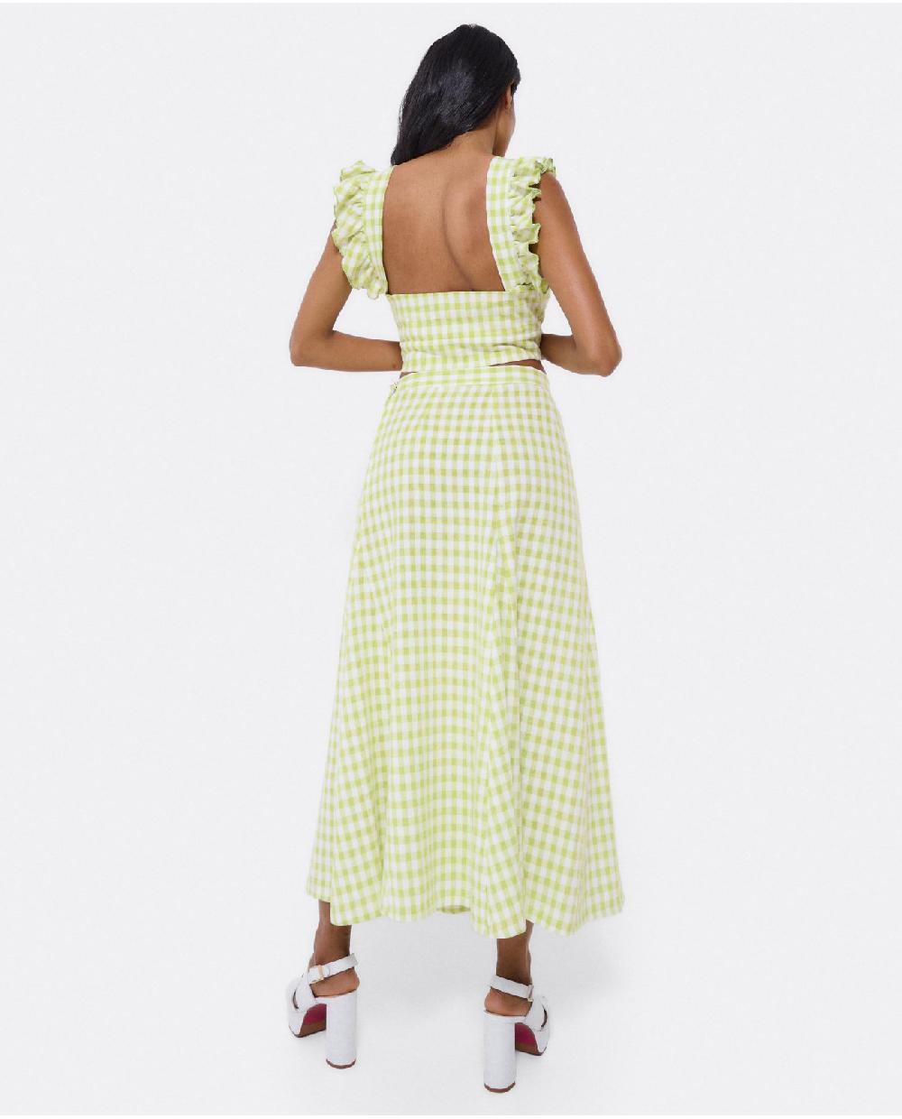 Cuplé CROP TOP VOLANTE TEJIDO CUADROS VICHY VERDE Outlet