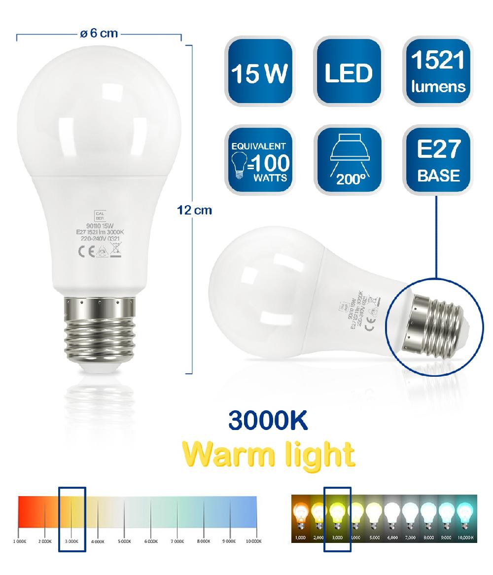 Dansi Bombilla LED E27 15W 3000k Cálida Libre de impuestos