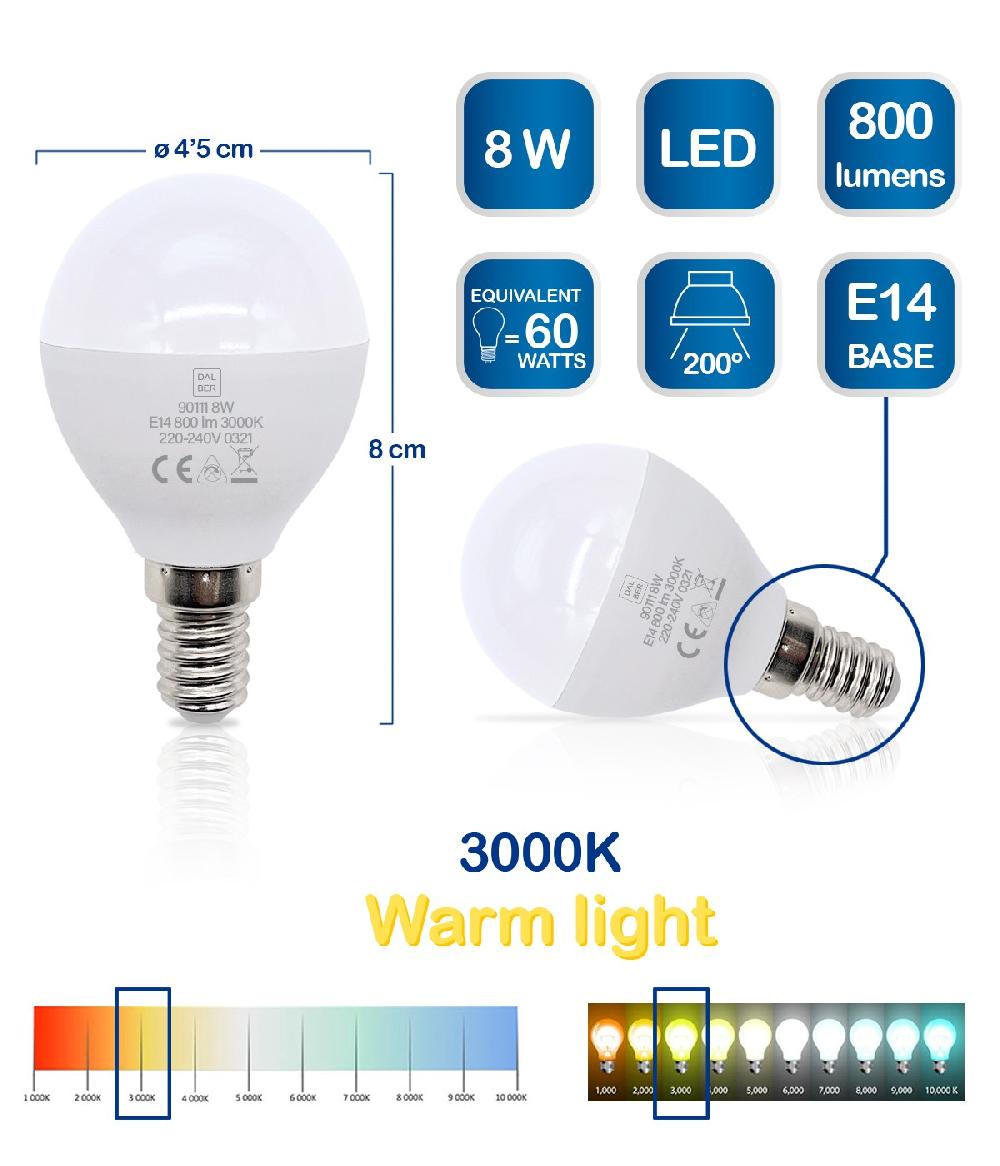 Dansi Bombilla LED E14 8W 3000k Cálida Descuentos del mes