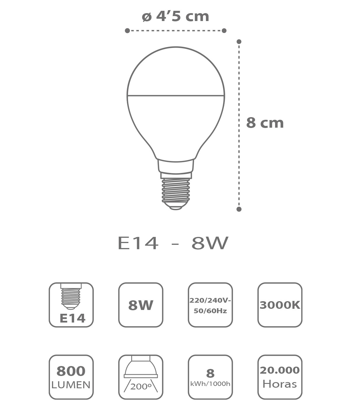 Dansi Bombilla LED E14 8W 3000k Cálida Descuentos del mes