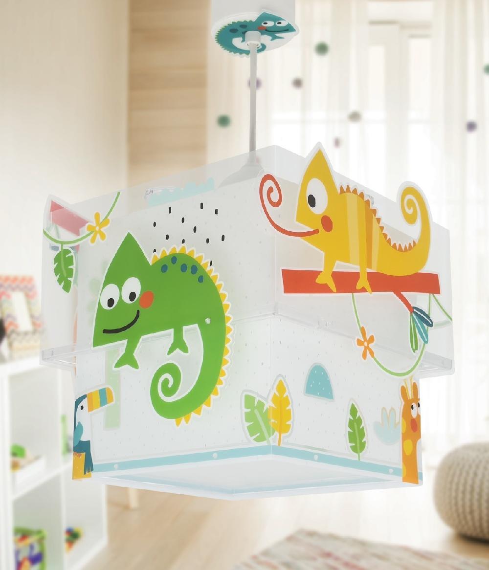 Dansi Lámpara de techo infantil Happy Jungle Camaleón animales