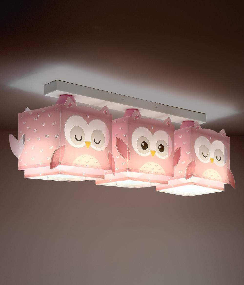 Dansi Plafón de techo 3 luces infantil Little Pink Owl Búho Rosa Último día