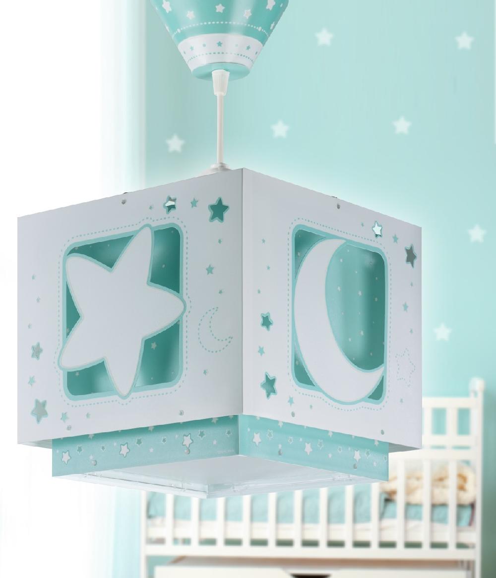 Dansi Lámpara de techo infantil Moonlight Luna y Estrellas verde
