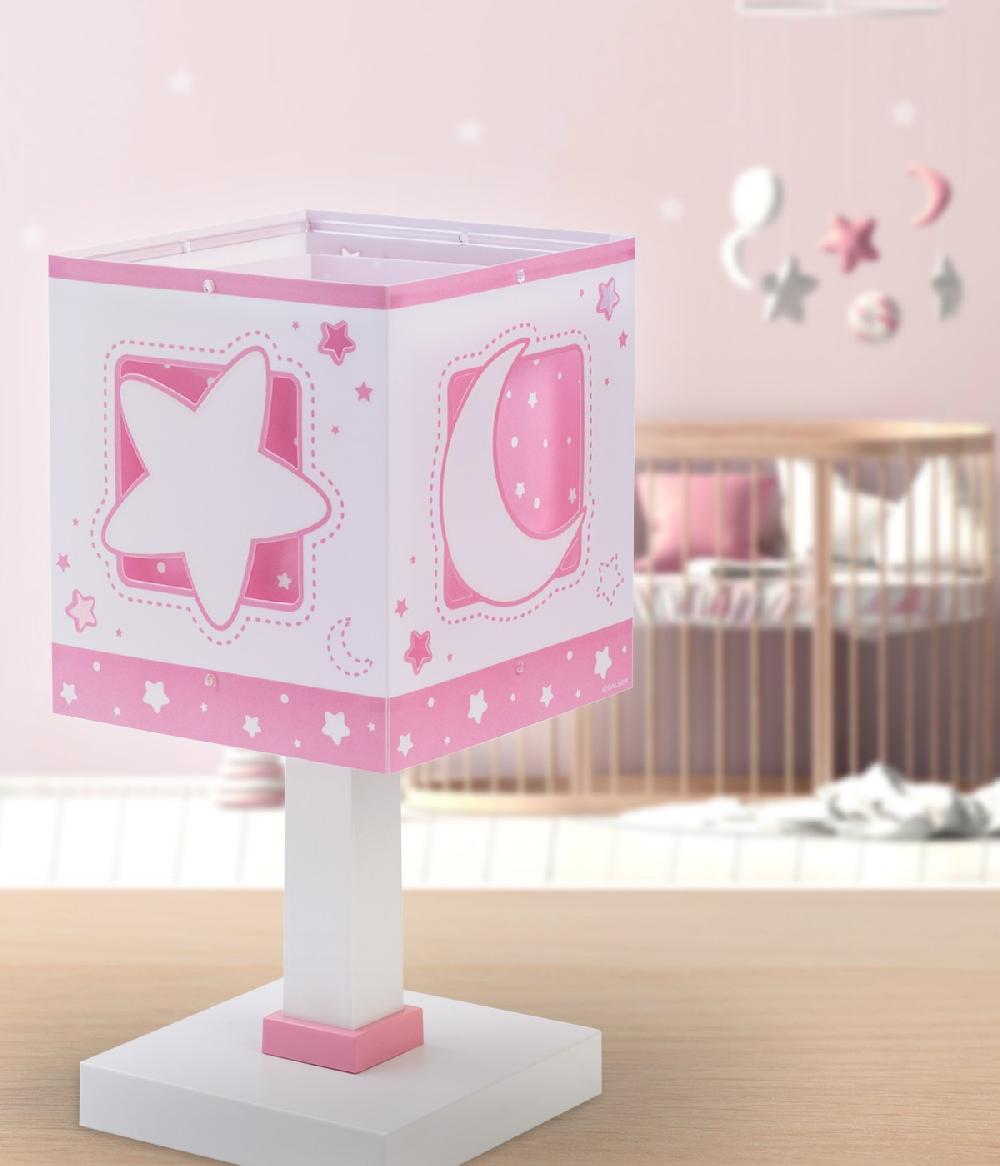 Dansi Lámpara de mesita infantil Moonlight Luna y Estrellas rosa