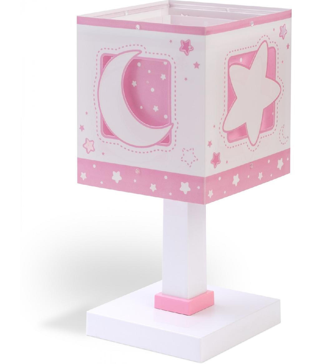 Dansi Lámpara de mesita infantil Moonlight Luna y Estrellas rosa Grandes descuentos