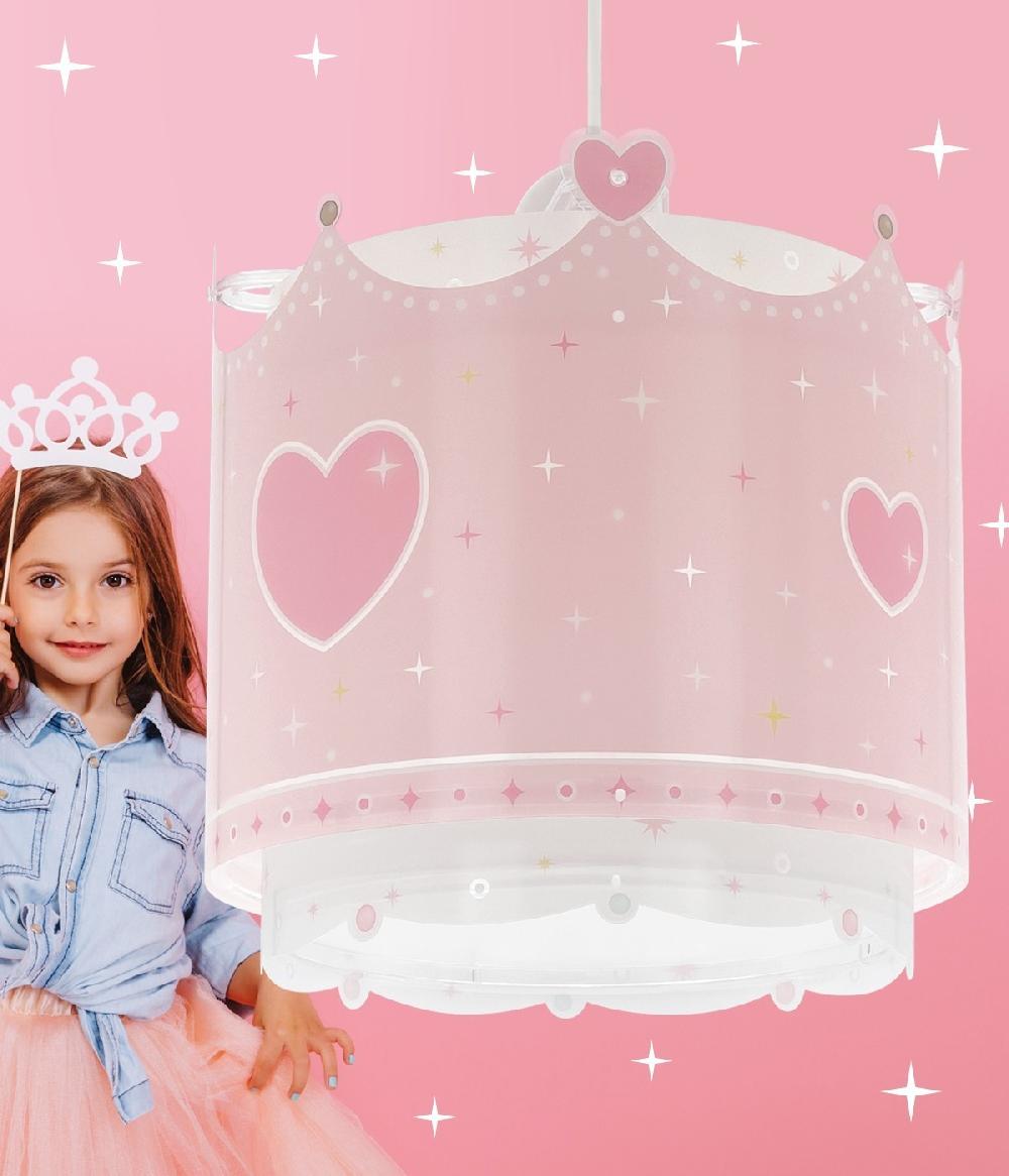 Dansi Lámpara de techo infantil Little Queen corona y corazones