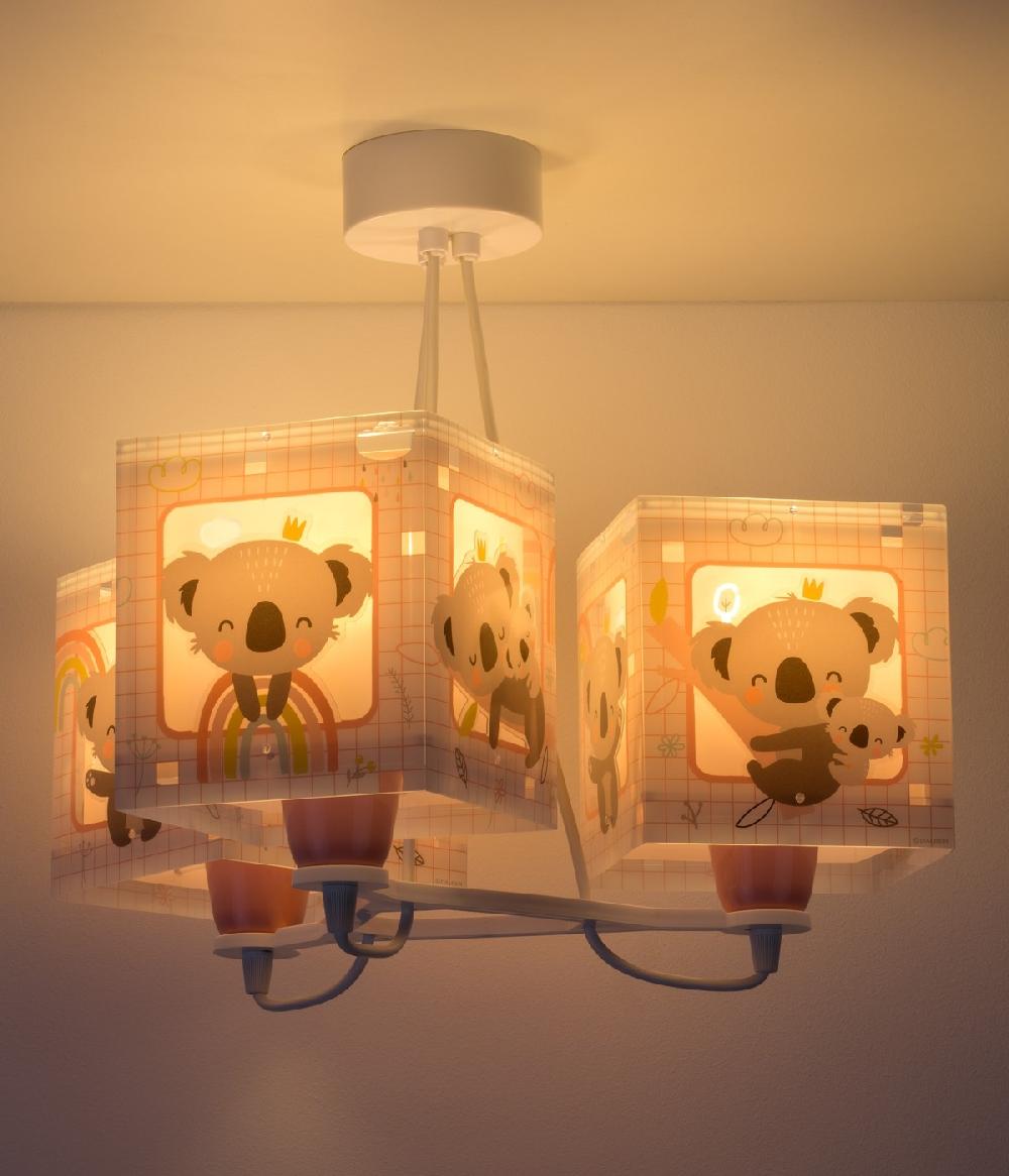 Dansi Lámpara de techo 3 luces infantil Koala rosa Rebajas top