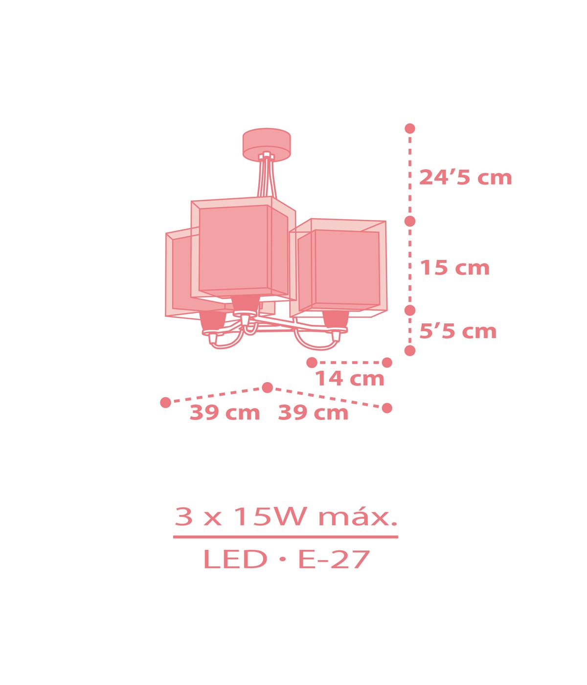 Dansi Lámpara de techo 3 luces infantil Koala rosa Rebajas top