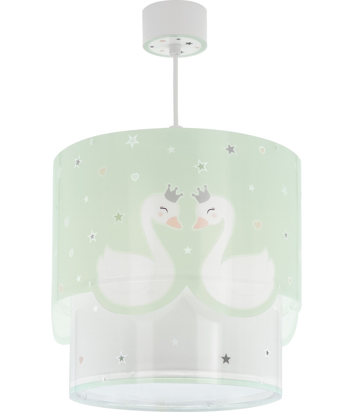 Dansi Lámpara de techo infantil Sweet Love Cisnes Verde