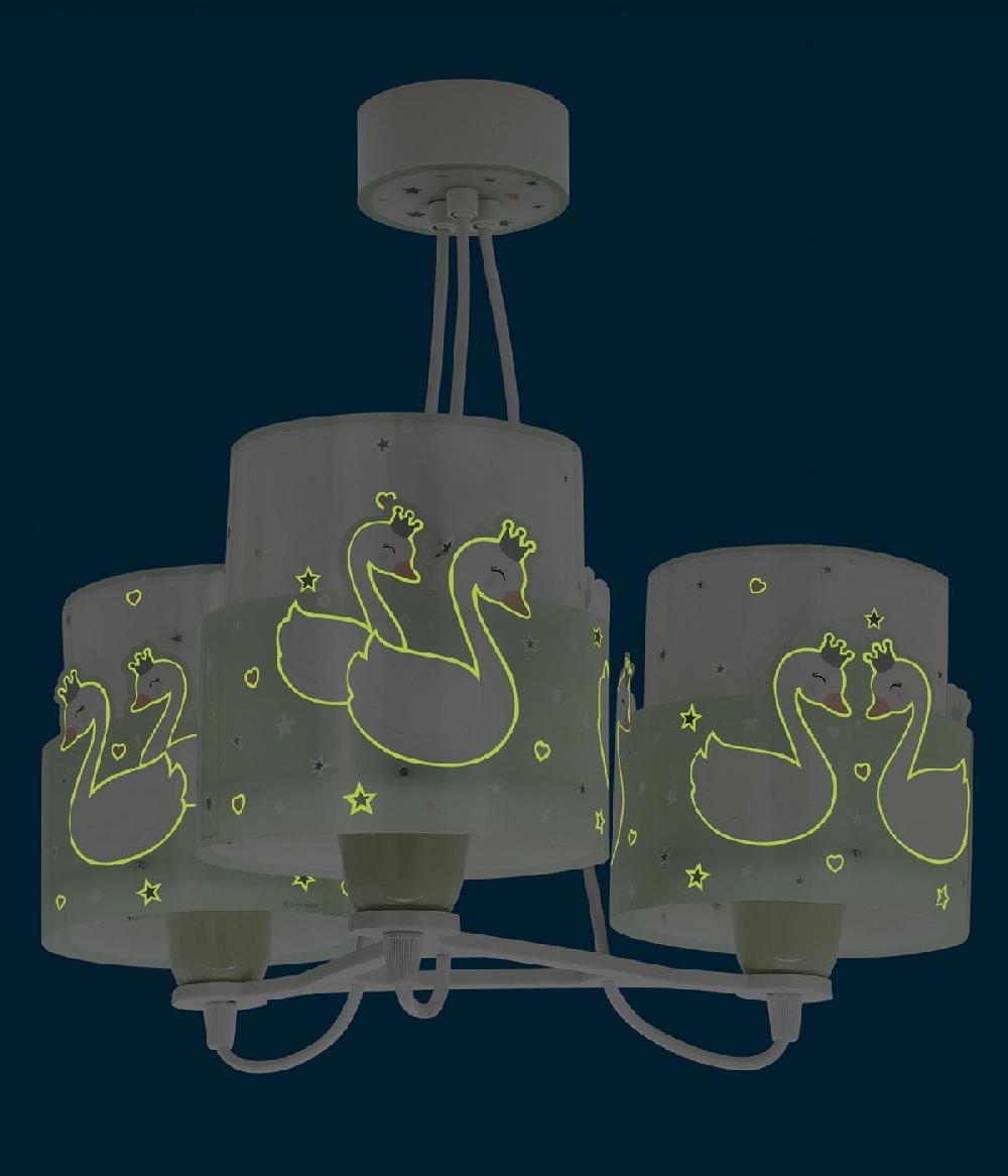 Dansi Lámpara de Techo 3 Luces infantil Sweet Love Cisnes Verde Outlet