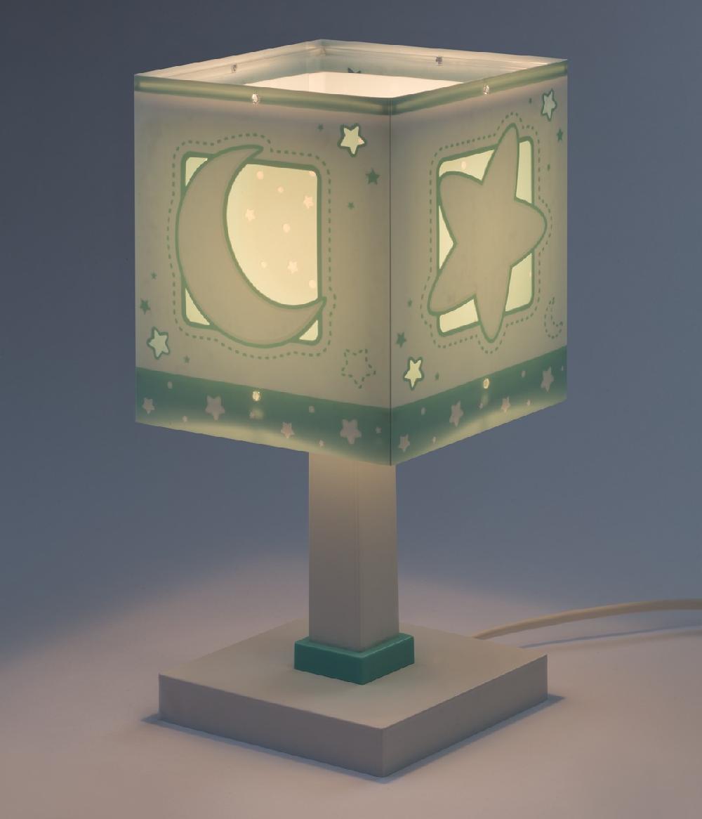 Dansi Lámpara de mesita infantil Moonlight Luna y Estrellas verde Tienda de fábrica