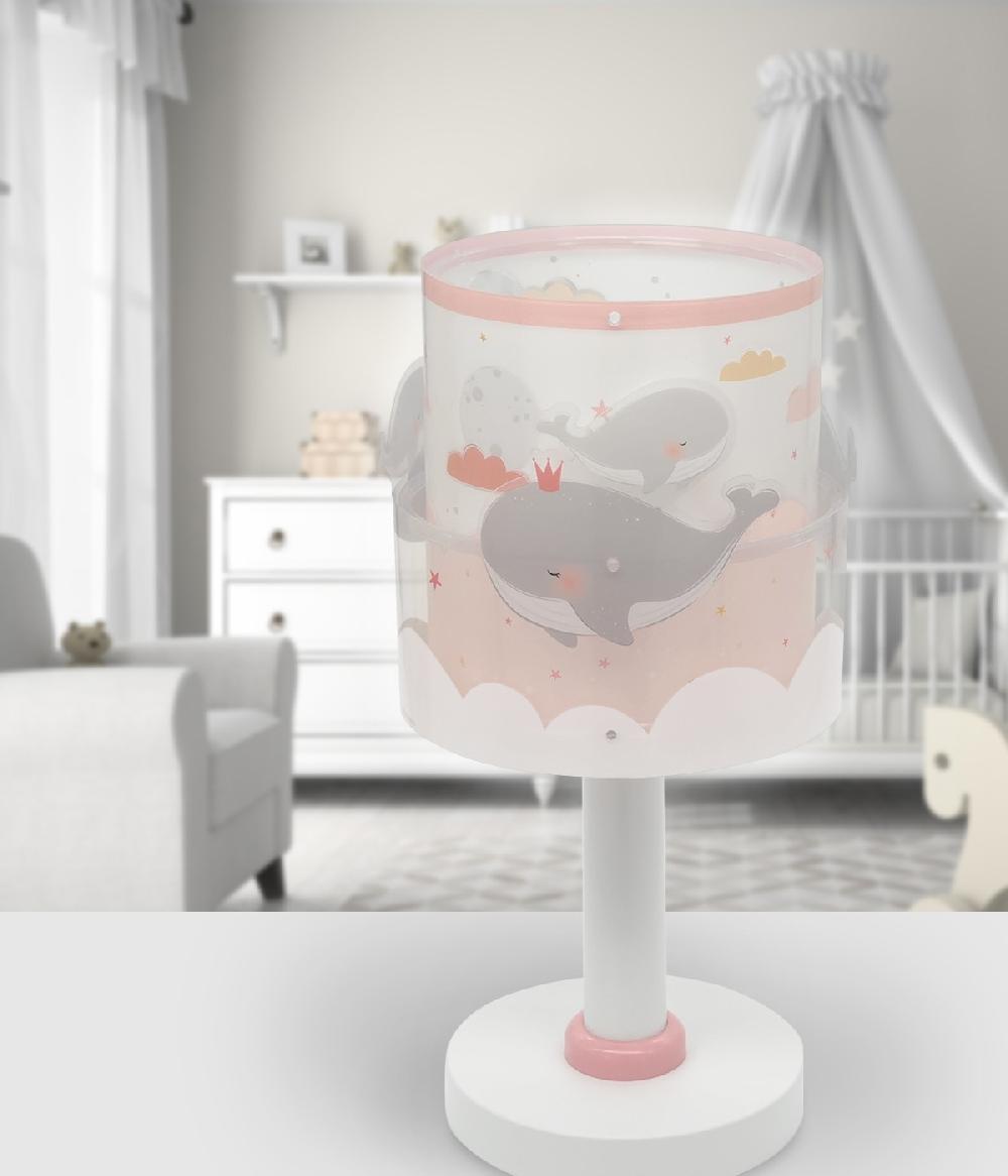 Dansi Lámpara de mesa infantil Whale Dreams Ballenas rosa Ahorra y exporta