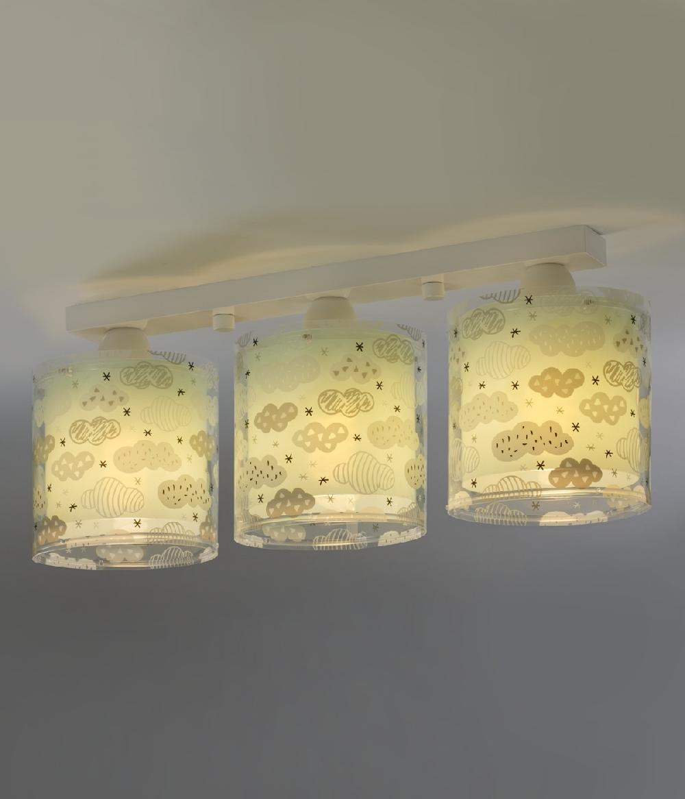 Dansi Plafón de techo 3 luces infantil Clouds Nube verde Precios de Black Friday