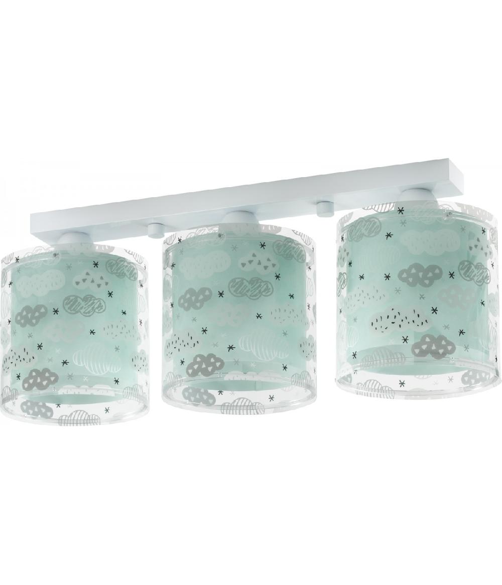 Dansi Plafón de techo 3 luces infantil Clouds Nube verde Precios de Black Friday