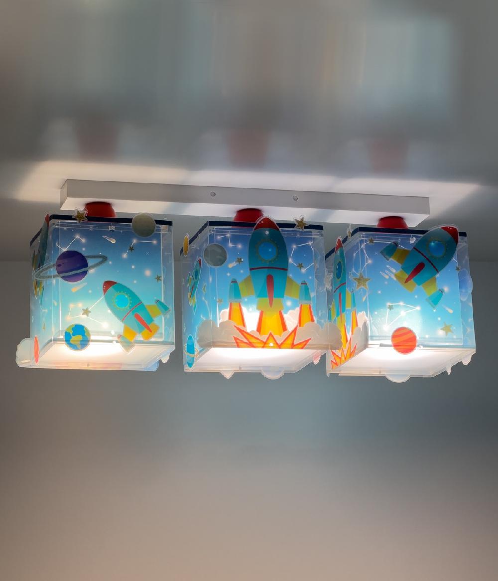 Dansi Plafón de techo 3 luces infantil Cohete Rocket Libre de impuestos